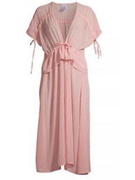 Nwt Time And Tru Pink Sheer Chiffon Maxi Beach Coverup Cardigan Duster L/Xl